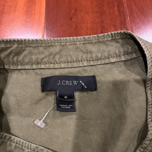 J.Crew Olive Green Dress‎ Cargo Button Front Utility Long Sleeve Lyocell Size 0 - Picture 2 of 8